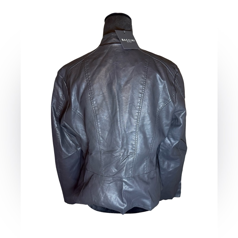 Baccini Black Faux Leather Moto Jacket - Size L, NWT, Chic & Versatile - Picture 2 of 10